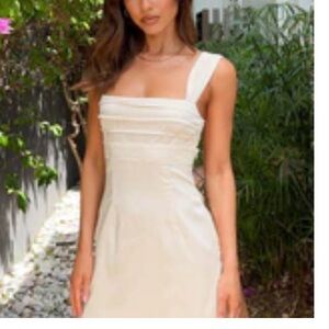 Beginning Boutique Mya Cream Satin Mini Dress